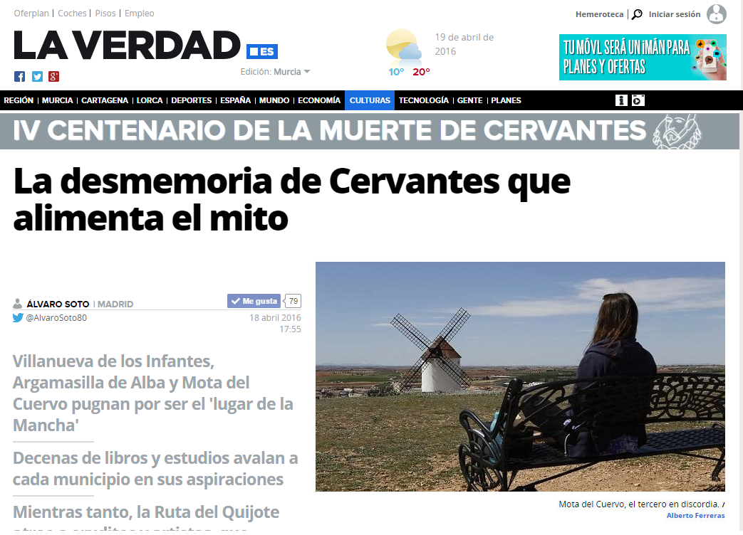 La Verdad- La desmemoria de Cervantes que alimenta el mito -mota-del-cuervo--575x323