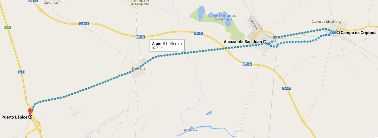 mapa Alcázar-Criptana-Alcázar-Puerto Lápice