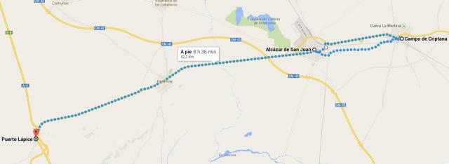 mapa Alcázar-Criptana-Alcázar-Puerto Lápice