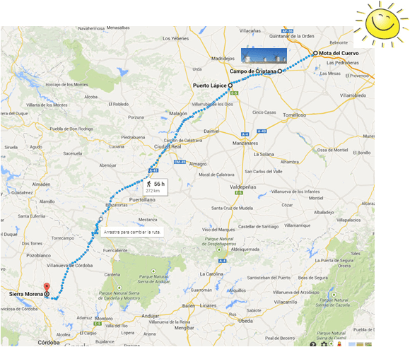 Mota del Cuervo, Campo de Criptana, Puerto Lápice, Sierra Morena