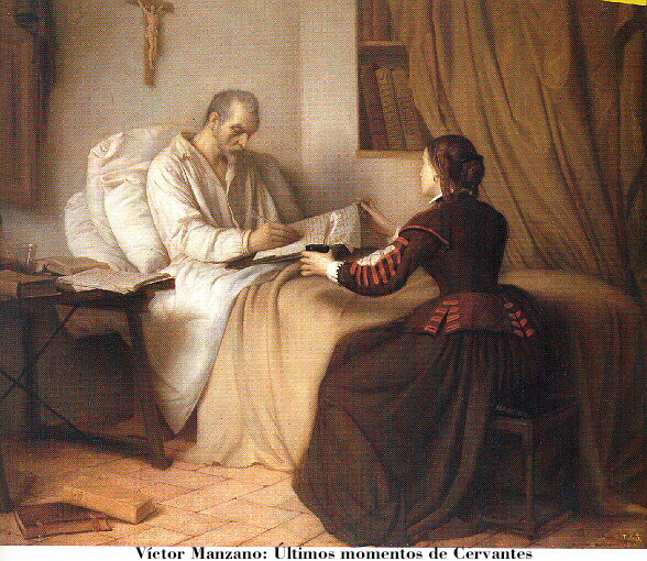 Últimos momentos de Cervantes, por Víctor Manzano