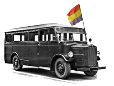 Autobús de línea con la bandera republicana