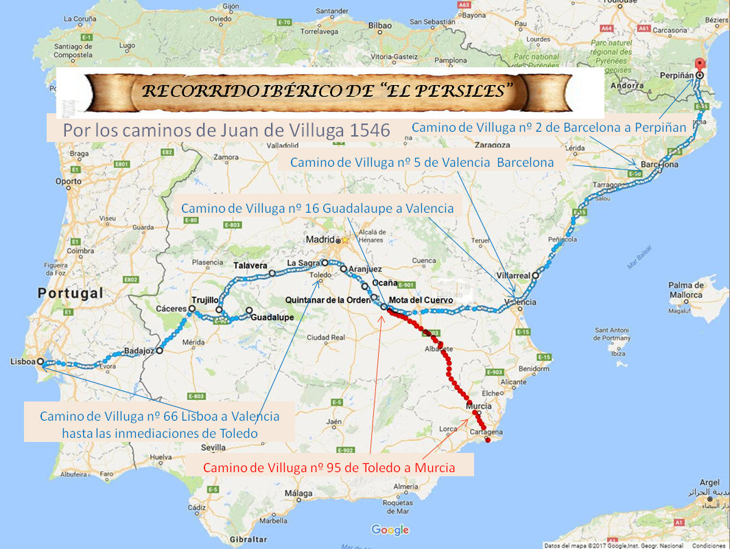 mapa Recorrido Ibérico del Persiles